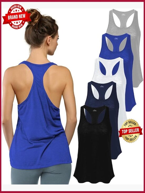 Tops - Racerback Tank Tops for Women - Flowy Burnout Slub Athletic Tanks